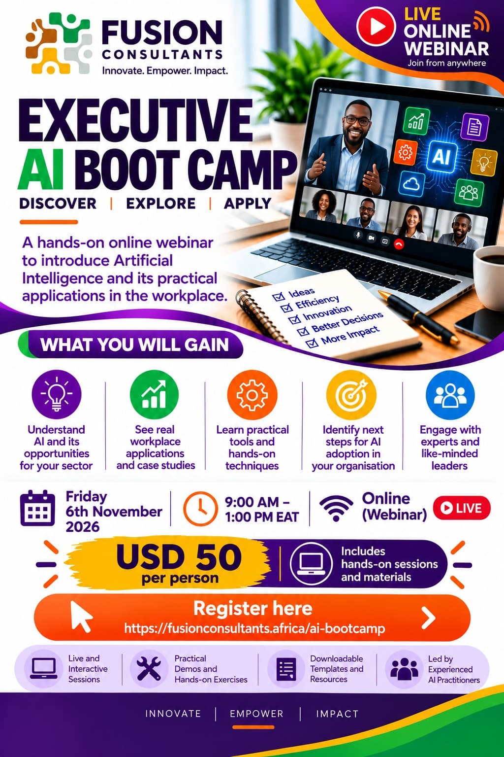 Executive AI Boot Camp flyer